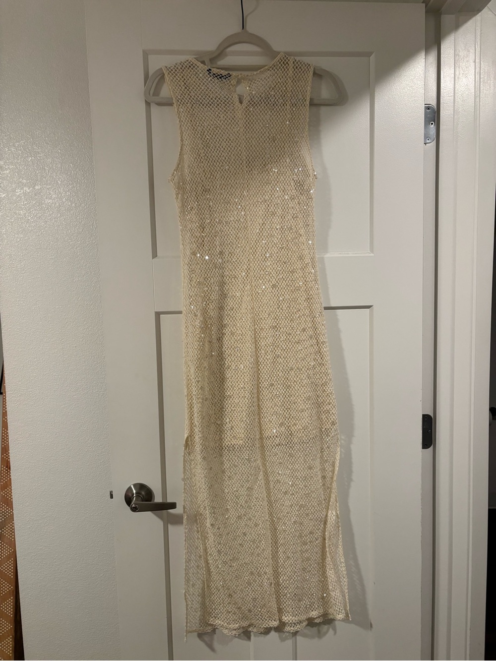 Zara Sheer Beaded Maxi Dress in Champagne - Picture 4 of 5